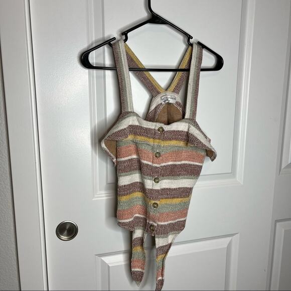 Madewell Texture & Thread Stripe Ruffle Button Down Tie Tank Top Size XS - Picture 2 of 7
